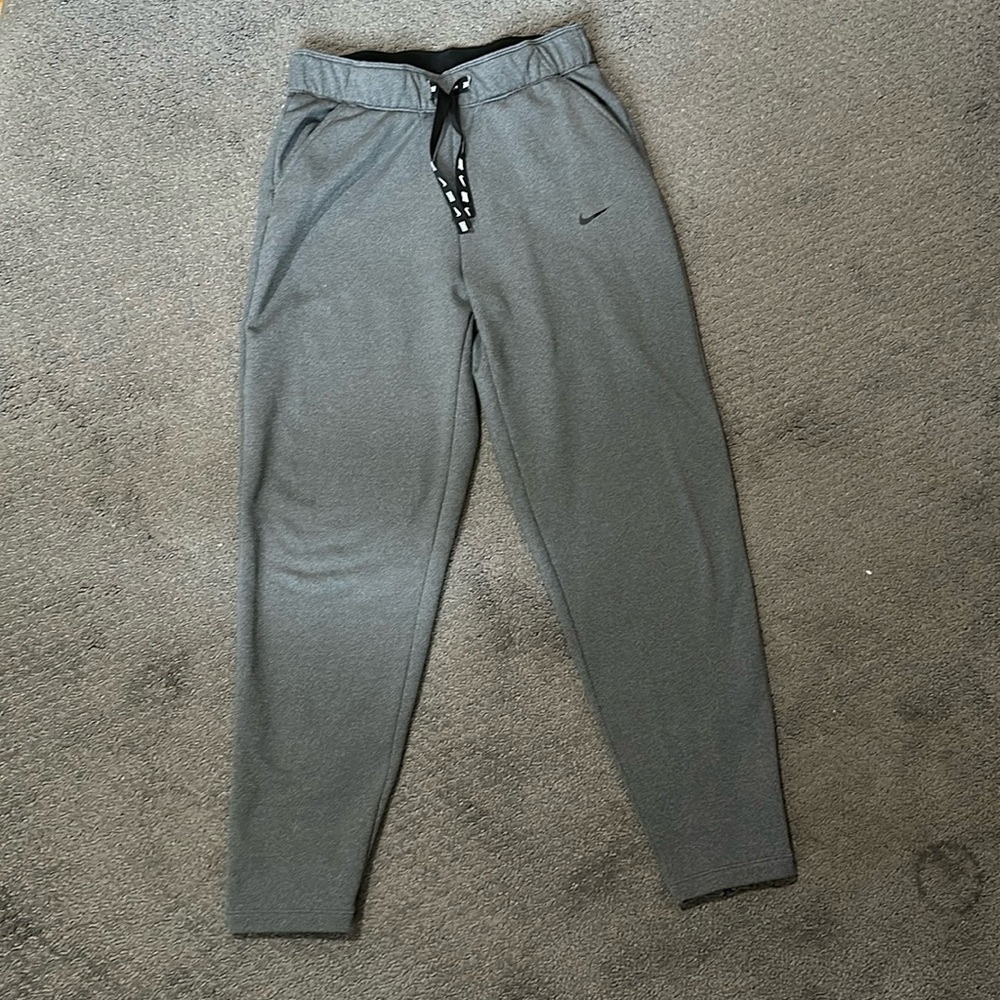 Nike Therma Fleece Training Jogger Pants Gray Zip Ankle